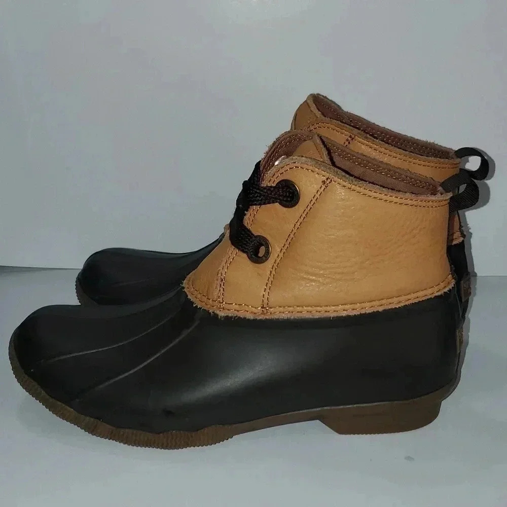 Sperry Women's Saltwater 2-Eye Leather Tan/Brown Rain Boot Women's Size 7 - Picture 8 of 16